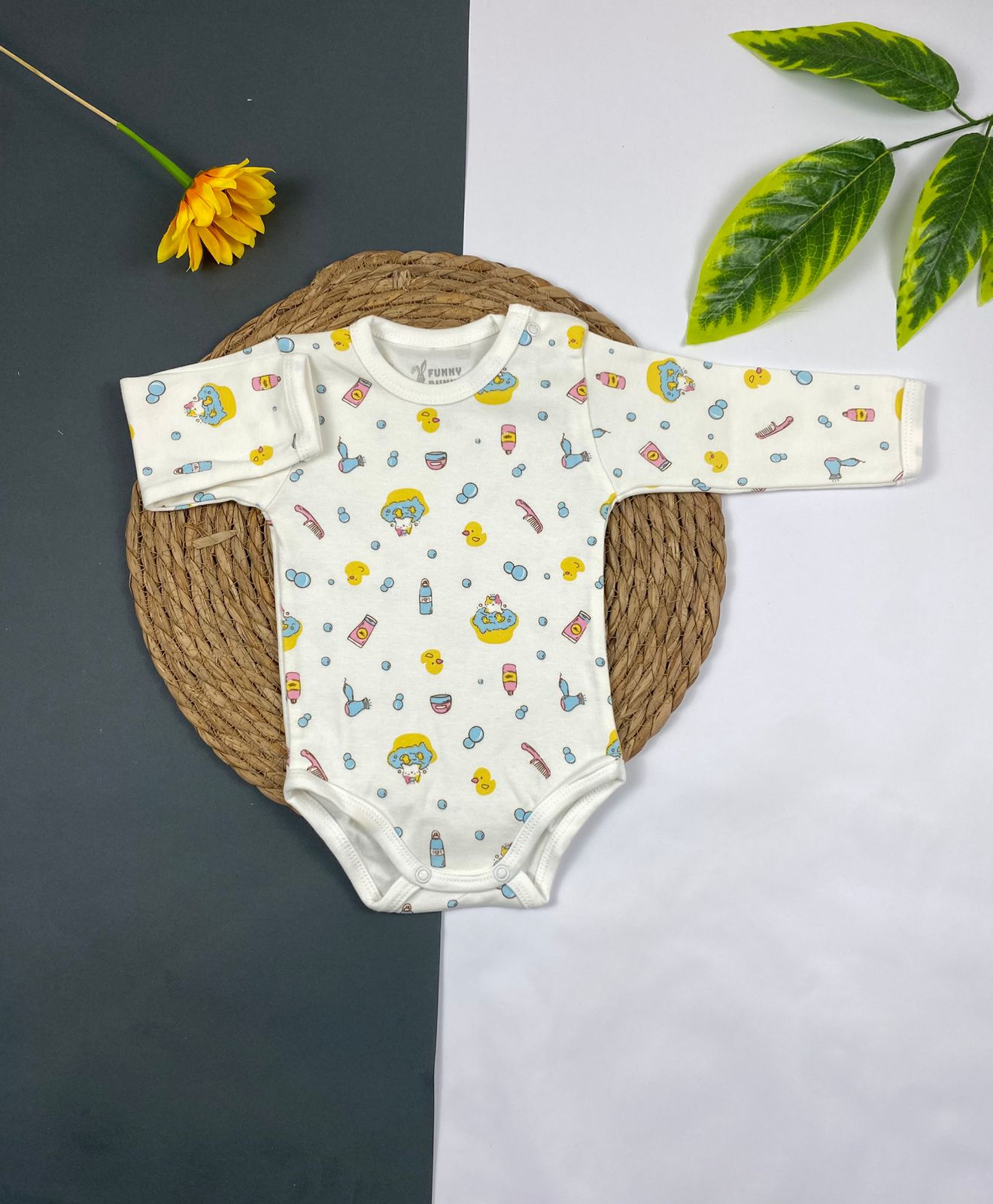 سالوبيت بكم حديثي الولاده قطن 100% اولادي وبناتي ماركة فاني باني 🤍😍