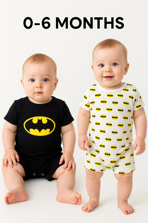 عرض ٢ سالوبيت قطن رسمة باتمان 🤍🦇 من 0 ل 6 شهور