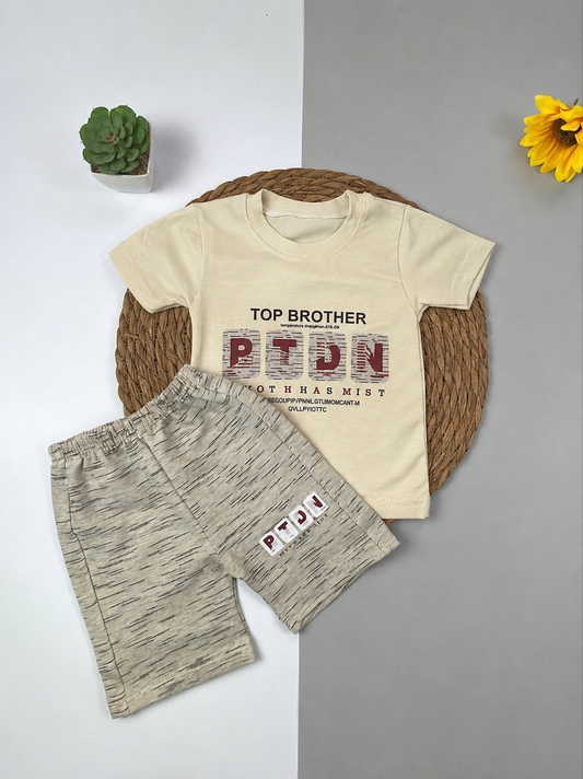 بيجامه صيفي اولادي  قطن 100% مكون من قطعتين  top brother🤍😍