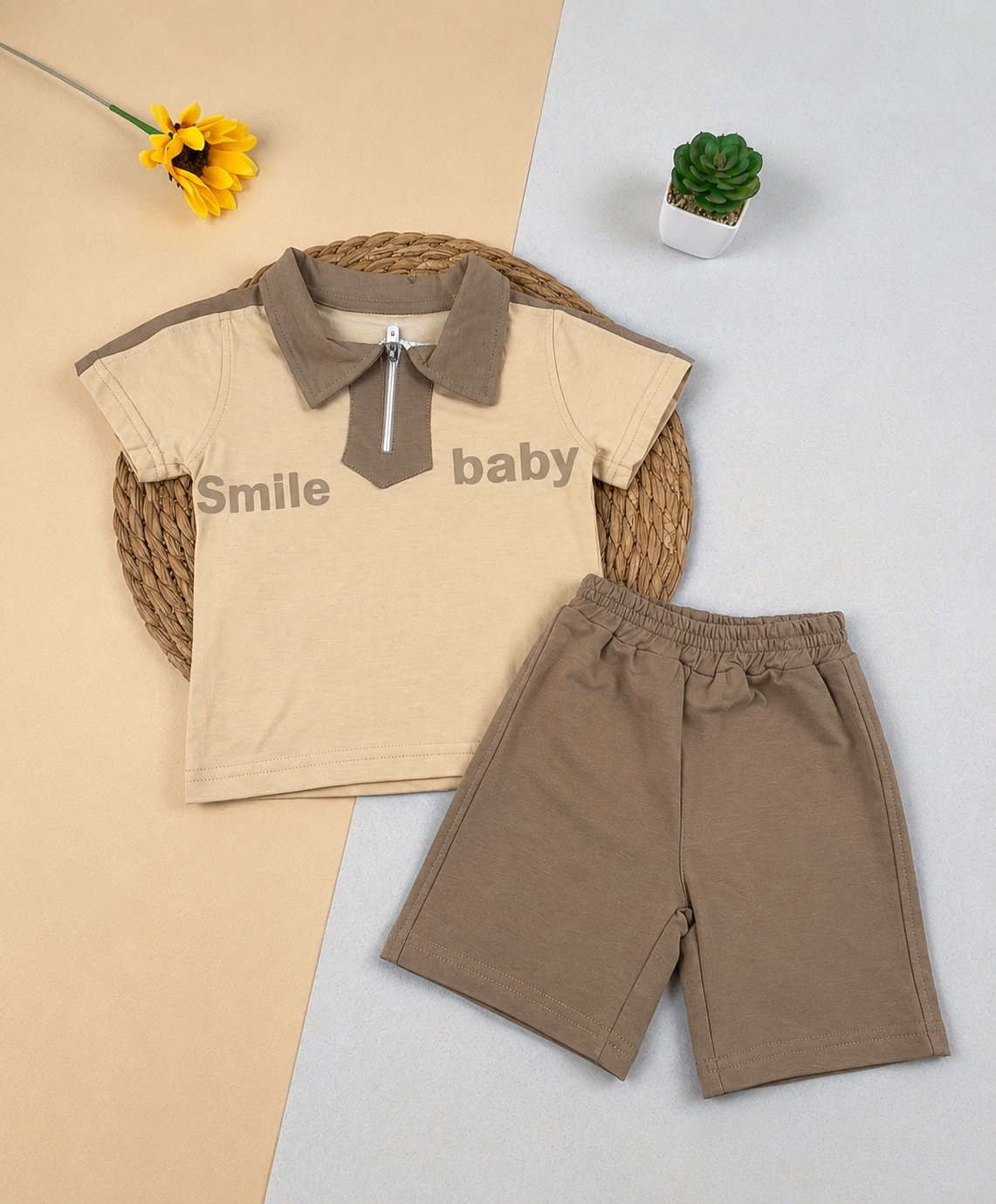بيجامه صيفي  اولادي قطن100 %  مكون من قطعتين smile baby🤍😍