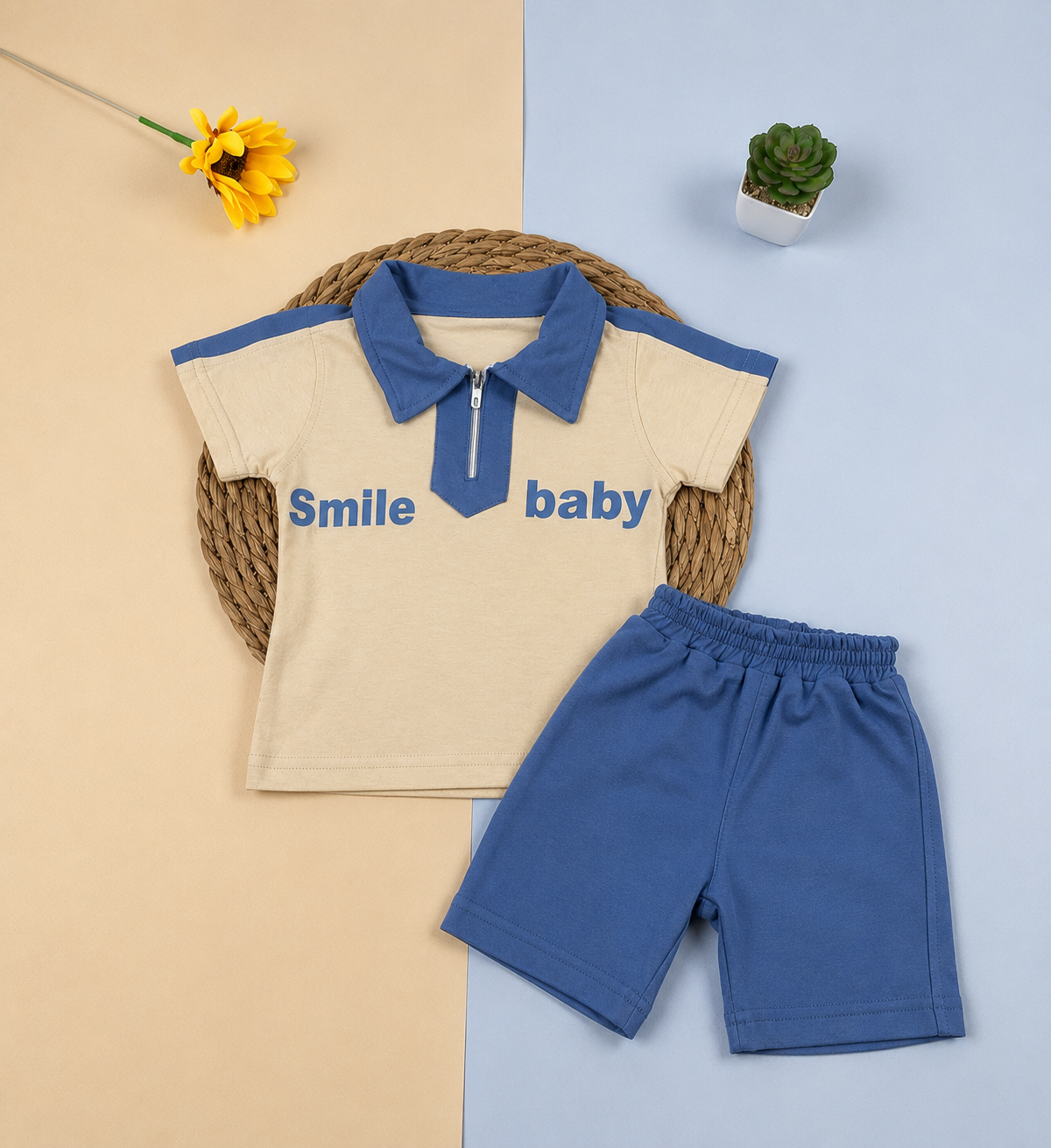 بيجامه صيفي  اولادي قطن100 %  مكون من قطعتين smile baby🤍😍
