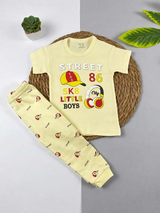 بيجامه صيفي اولادي قطن 100% مكون من قطعتين street 🤍😍