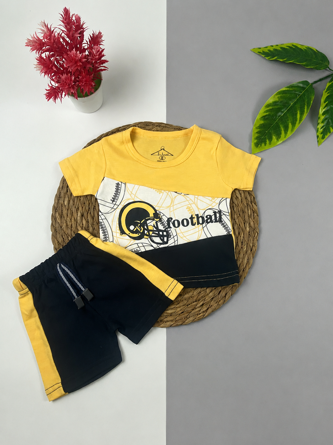 بيجامه صيفي اولادي  قطن 100% مكون من قطعتين  football🤍😍