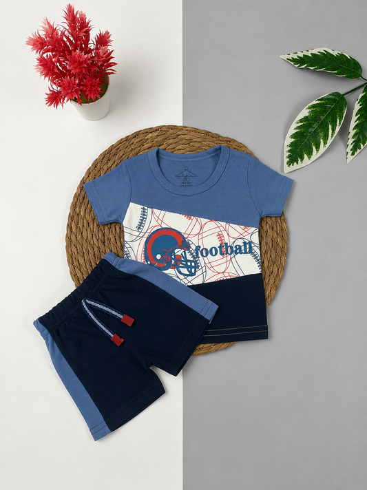 بيجامه صيفي اولادي  قطن 100% مكون من قطعتين  football🤍😍