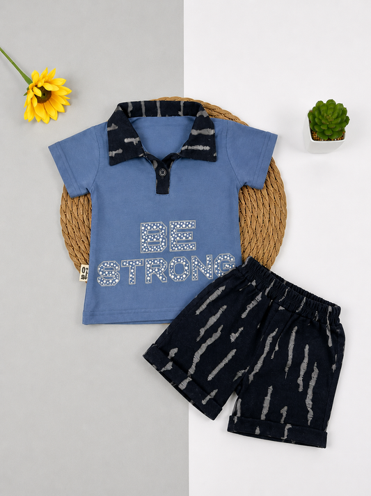 بيجامه صيفي  اولادي قطن100 %  مكون من قطعتين be strong🤍😍