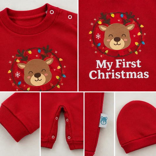 سالوبيت شتوي اولادي وبناتي خامه ميلتون قطن 100% مبطنه من الداخل my first christmas🎄🎅