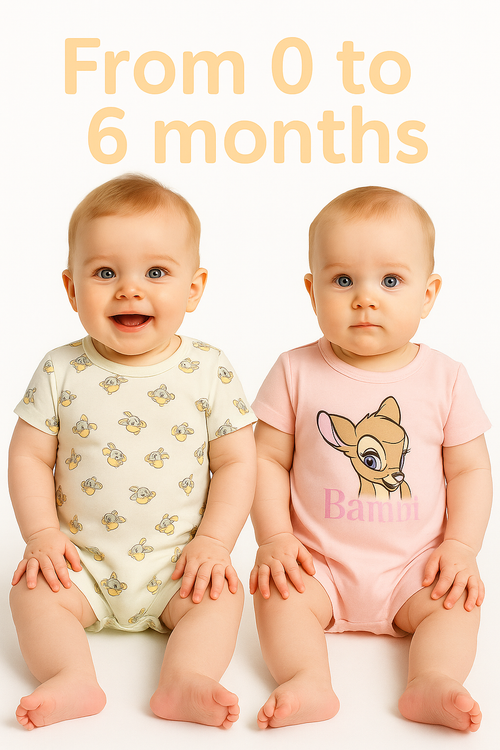 عرض ٢ سالوبيت قطن رسمة غزال 🦌من 0 ل 6 شهور