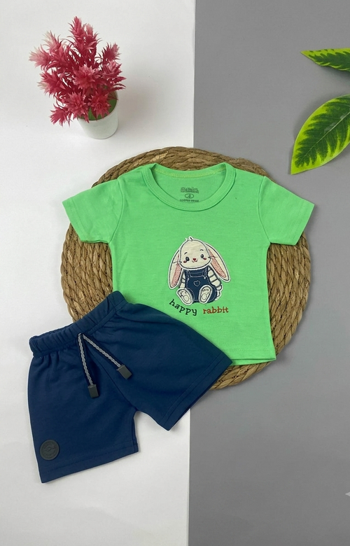 بيجامه صيفي اولادي وبناتي قطن 100% مكون من قطعتين  happy rabbit🤍😍