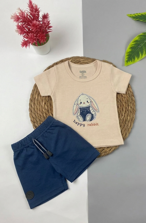 بيجامه صيفي اولادي وبناتي قطن 100% مكون من قطعتين  happy rabbit🤍😍