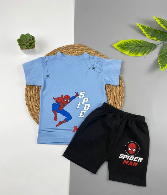 بيجامه صيفي  اولادي قطن 100% مكون من قطعتين spider man🖤🤍