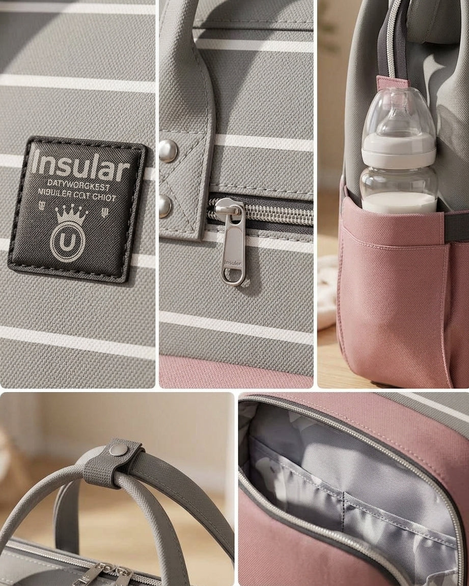 شنطة باك للأم لتنظيم مستلزمات الطفل | insular🖤❤️