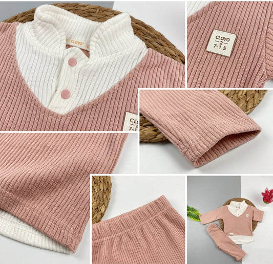 بيجامه قطيفه مسحب بناتي مكونه من قطعتين مبطن من الداخل  ماركة شيك كيدز🩷🩷