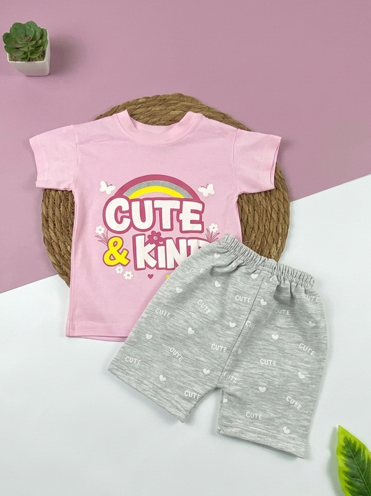 بيجامه صيفي بناتي قطن 100% مكون من قطعتين cute kind🤍😍
