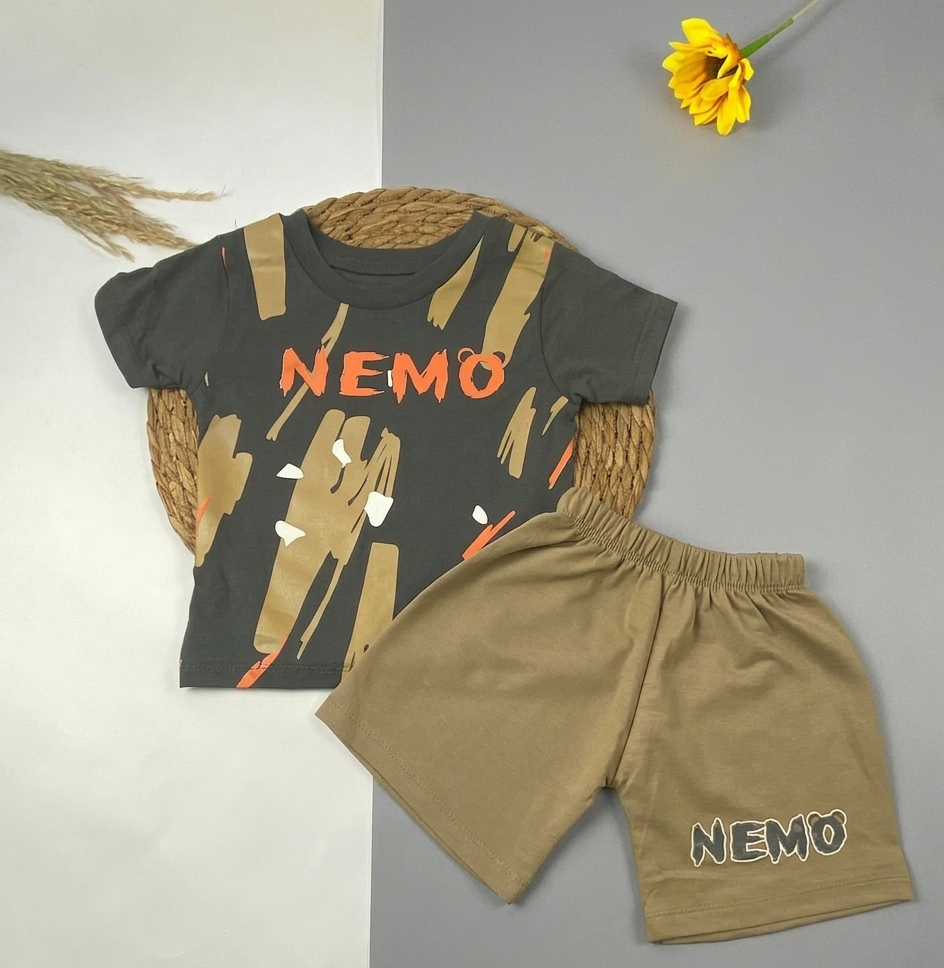 بيجامه صيفي اولادي قطن مكون من قطعتين nemo🤍😍