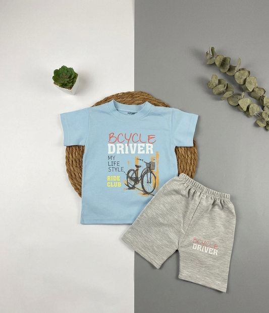 بيجامه صيفي  اولادي قطن 100% مكون من قطعتين driver🤍😍