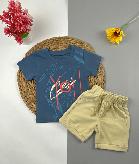 بيجامه صيفي  اولادي قطن مكون من قطعتين  you🤍😍