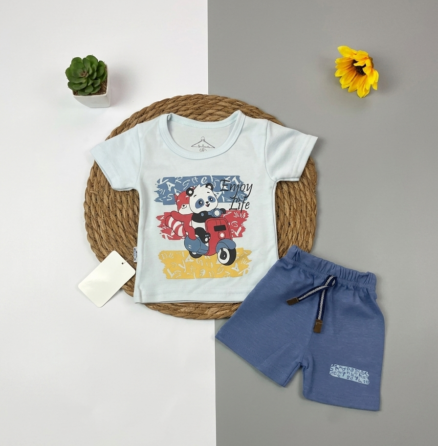 بيجامه صيفي  اولادي  قطن 100% مكون من قطعتين  panda🤍😍