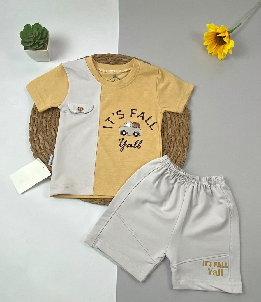 بيجامه صيفي  اولادي  قطن 100% مكون من قطعتين  its fall yall🤍😍