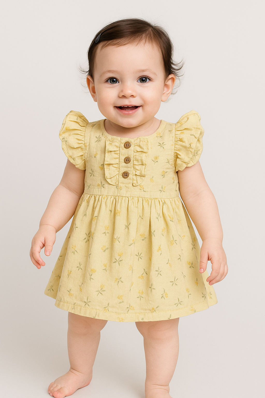 فستان بناتي ناعم منقوش وروود 💛💛