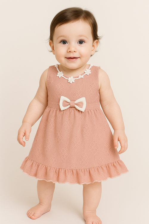 فستان بناتي خامه ممتازه فيونكه 🩷💛