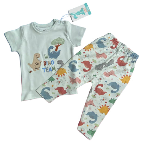 بيجامه صيفي اولادي وبناتي من فاني باني رسمة ديناصور😍😍