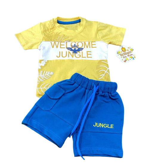 طقم خروج اولادي قطن مكون من قطعتين 💚💚