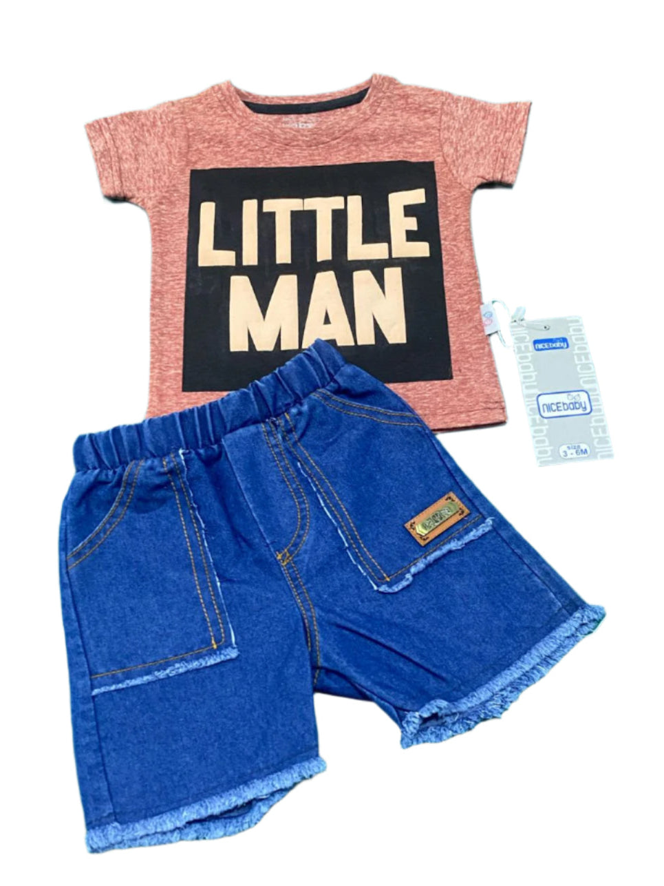 طقم اولادي مكون من قطعتين ليتيل مان 🩵🩵
