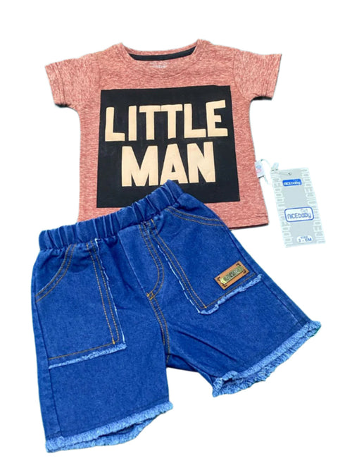 طقم اولادي مكون من قطعتين ليتيل مان 🩵🩵