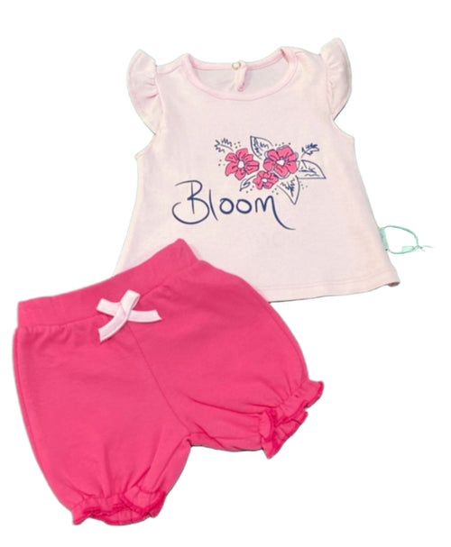 طقم بناتي قطن مكون من قطعتين رسمة الورد 🎉❤️❤️