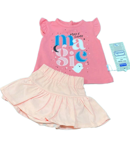 طقم بناتي بجيبه قطن مكون من قطعتين ماجيك 🩷🩷