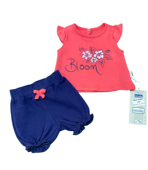 طقم بناتي قطن مكون من قطعتين رسمة الورد 🎉❤️❤️