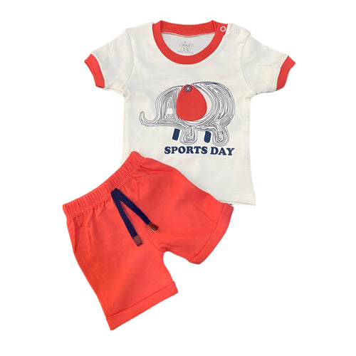 طقم اولادي قطن مكون من قطعتين رسمة فيل 💚💚