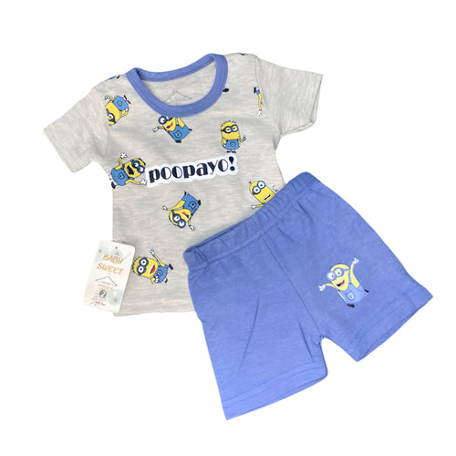 طقم اولادي قطن مكون من قطعتين رسمه مينيونز ❤️❤️