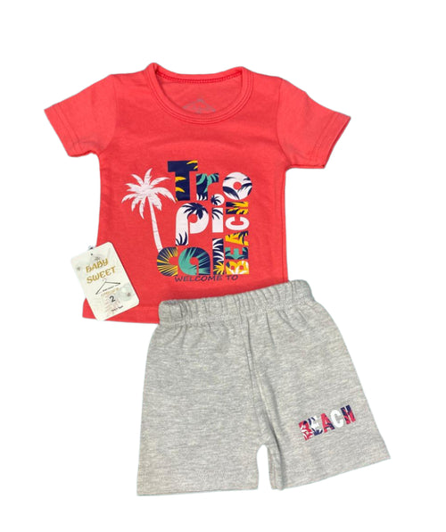 طقم اولادي قطن من قطعتين رسمة نخله 🤍😍