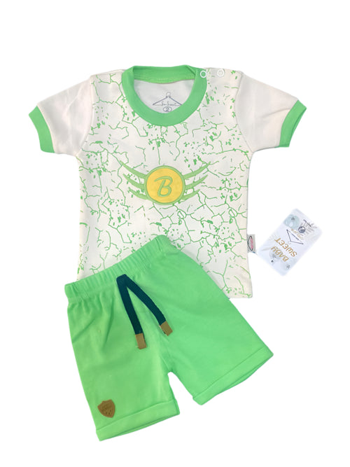 طقم اولادي قطن مكون من قطعتين رسمة حرف ❤️❤️💛