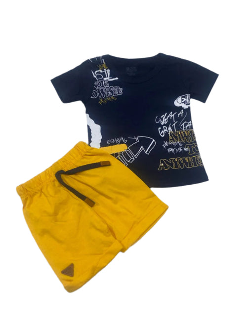 طقم اولادي قطن مكون من قطعتين رسمة اسهم وكلمات 🤩😍