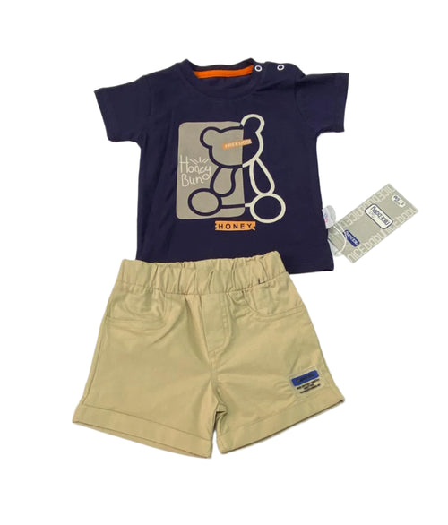 طقم خروج اولادي مكون من قطعتين رسمة الدب 🩵