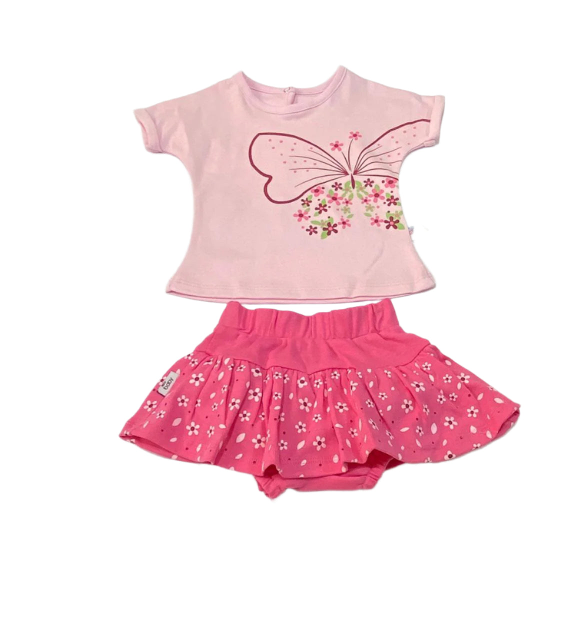 طقم خروج بناتي مكون من قطعتين رسمة فراشه 🩷🩷