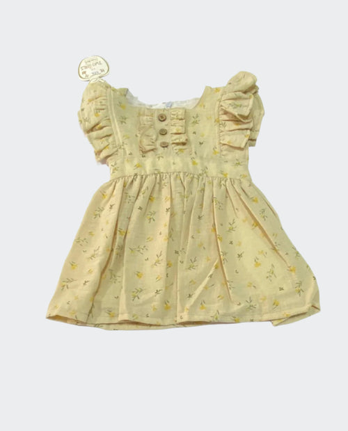 فستان بناتي ناعم منقوش وروود 💛💛