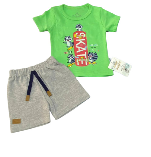 بيجامه اولادي قطن 100% مكونه من قطعتين رسمه الاسكوتر ❤️🛴