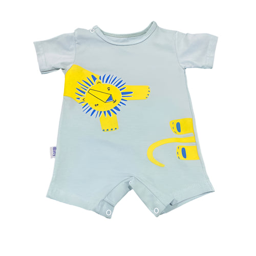 سالوبيت صيفي للأطفال من 0 إلى 6 شهور - قطن خفيف مطبوع رسمة اسد💛💛❤️