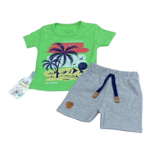 طقم أولادي عصري مكوّن من تيشيرت مكون من قطعتين رسمة نخله 💛❤️