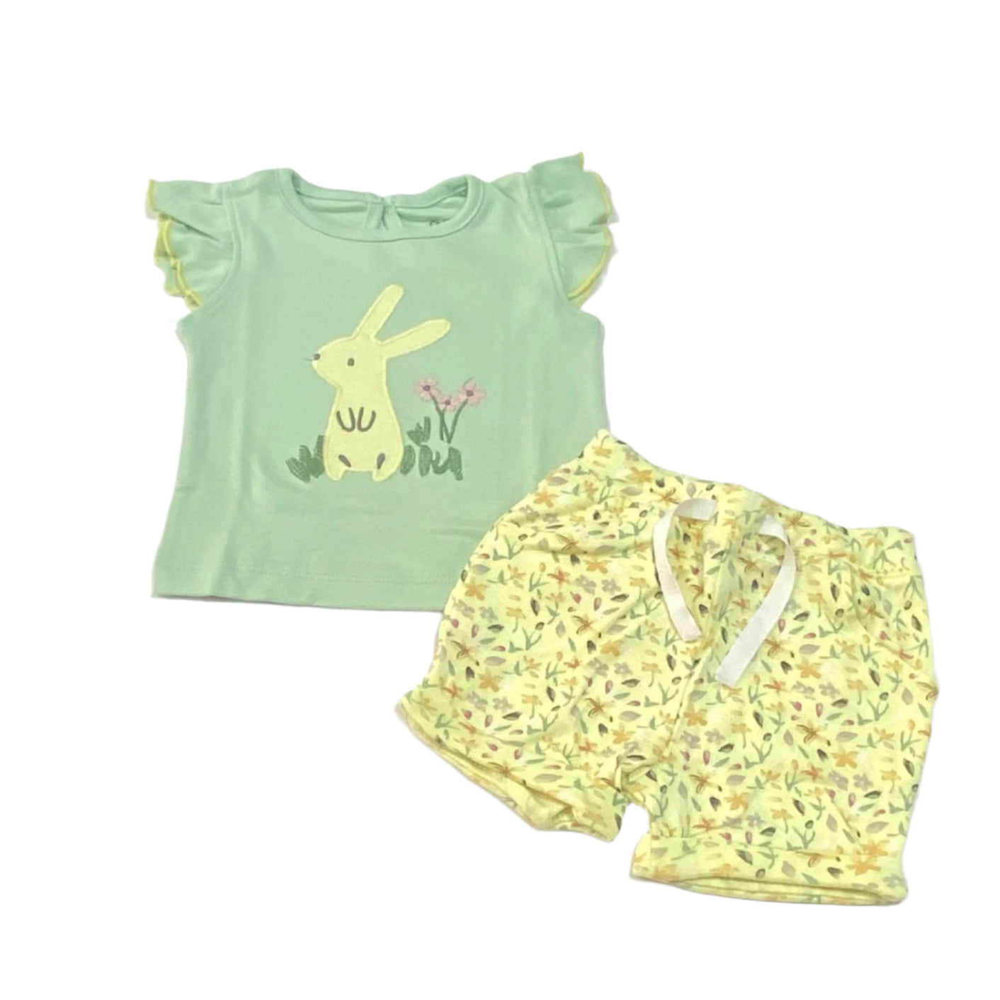 طقم بناتي قطن 100%  قطعتين ماركه الصياد رسمة ارنب 🤩🤩