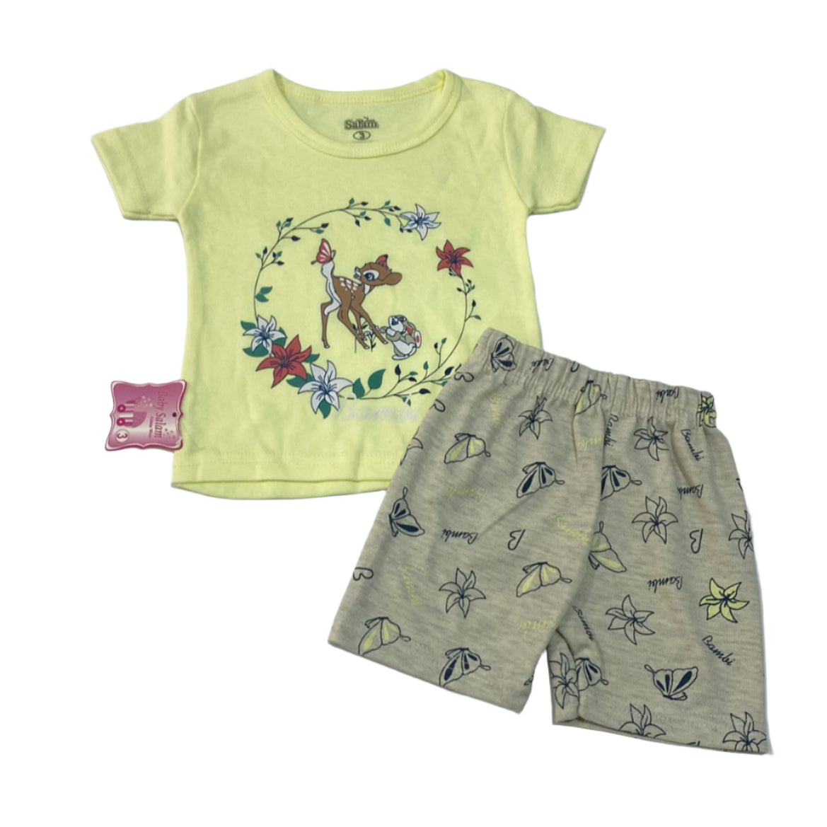 طقم بناتي أنيق وعصري مكوّن من قطعتين رسمة غزال 😍😍