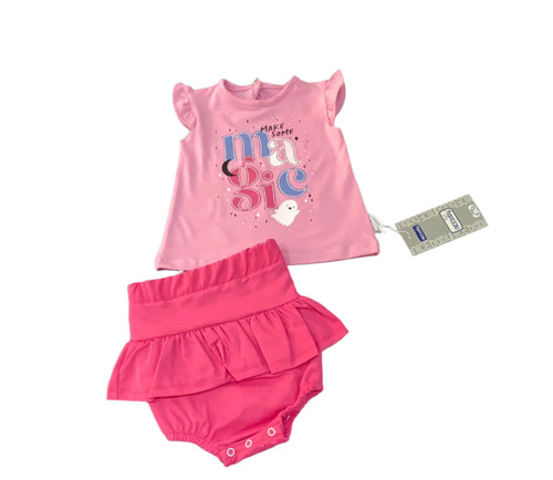 طقم بناتي بجيبه قطن مكون من قطعتين ماجيك 🩷🩷