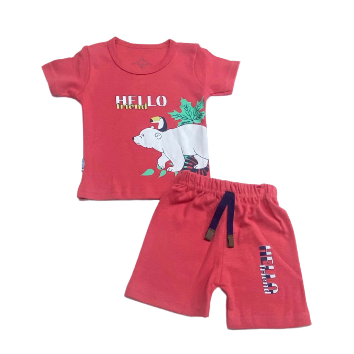 طقم اولادي قطن مكون من قطعتين برسمة دب قطبي ❤️