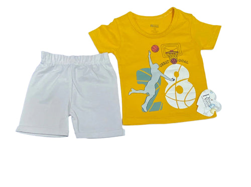 طقم اولادي عصري مكون من قطعتين رسمة كرة السله ❤️❤️