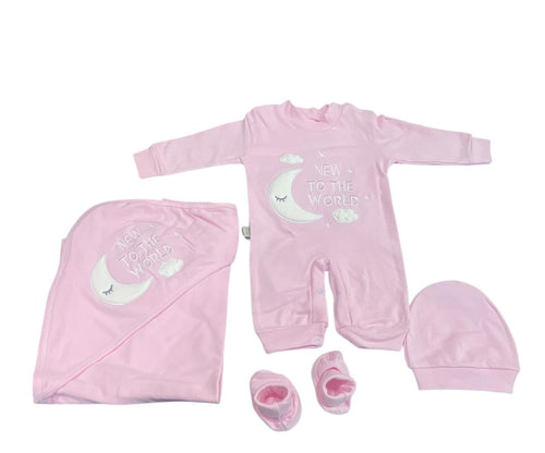 طقم مستشفي اولادي وبناتي قطن 100% مكون من اربع قطع رسمة هلال 🩷❤️