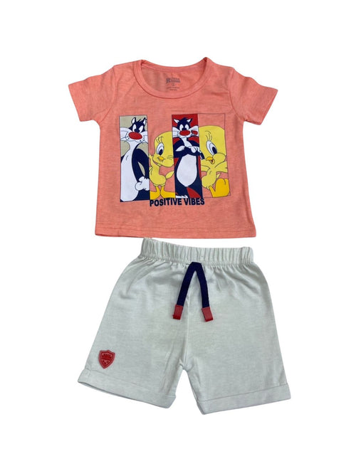 طقم اولادي وبناتي قطن مكون من قطعتين رسمة تويتي ❤️😍