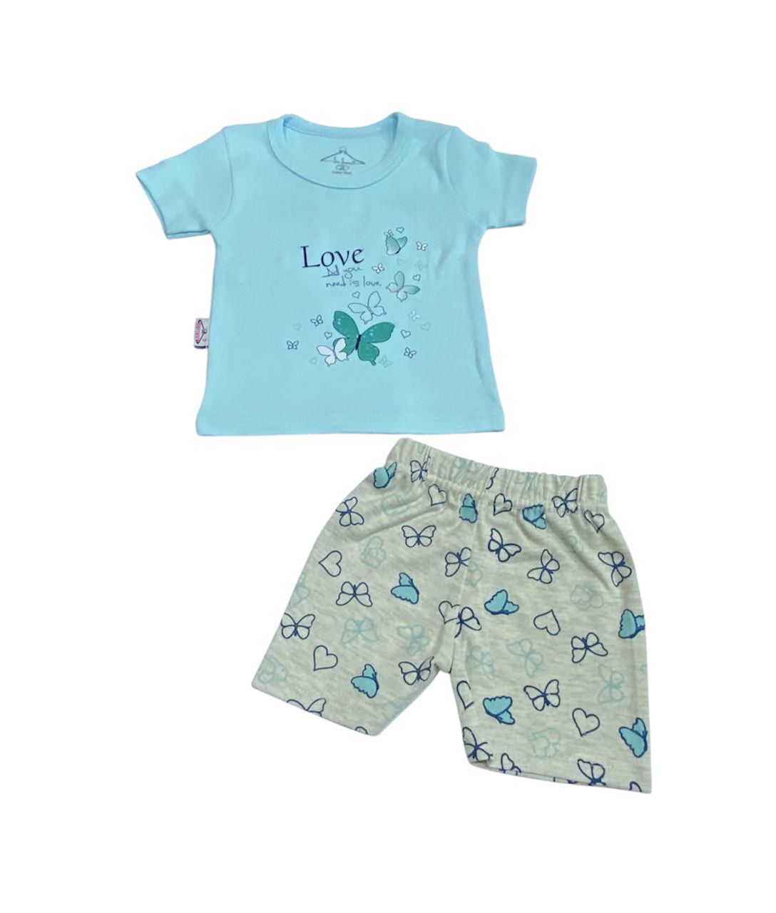 بيجامه بناتي قطن خامه مريحه مكون من قطعين رسمة الفراشات 🩷🩷